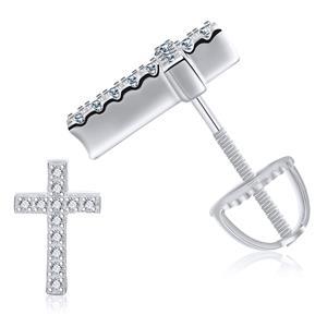 Solid 925 Sterling Silver Genuine VVS Diamond Iced Cross Hip Hop Earrings