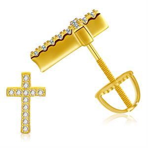 Solid 925 Sterling Silver Genuine VVS Diamond Iced Cross Hip Hop Earrings