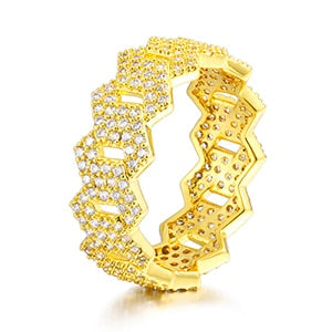 Iced Miami Cuban Link Classic 18k Gold 925 Silver Hip Hop Rings