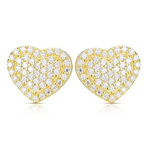 VVS Diamond Stone 925 Sterling Silver Iced Blinged Out Heart Stud Earrings