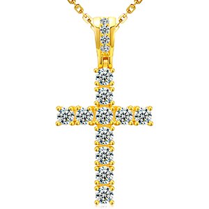 Ladies Solid 925 Sterling Silver VVS Diamond Spiritual Cross Pendant Necklace