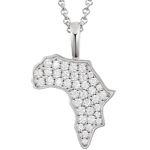 Ladies Dainty 925 solid Silver Mother Africa Genuine VVS Diamond Bling Pendant Necklace