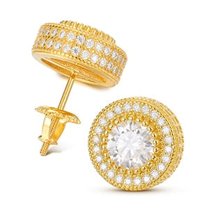 VVS Genuine Lab Diamond Solid 925 Silver Hip Hop Centerstone Bling Earrings