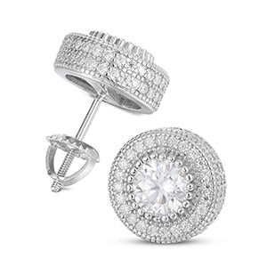 VVS Genuine Lab Diamond Solid 925 Silver Hip Hop Centerstone Bling Earrings