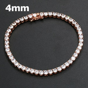 Flooded Ice Fashion Iced Blinged Out 3mm/4mm 3A Zircon Stone Tennis Bracelets