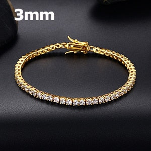Flooded Ice Fashion Iced Blinged Out 3mm/4mm 3A Zircon Stone Tennis Bracelets
