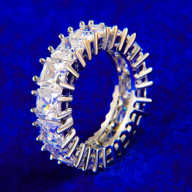 Mens Flooded Ice Blinged Out Princess Cut Unique Prong Set Hip Hop Rings