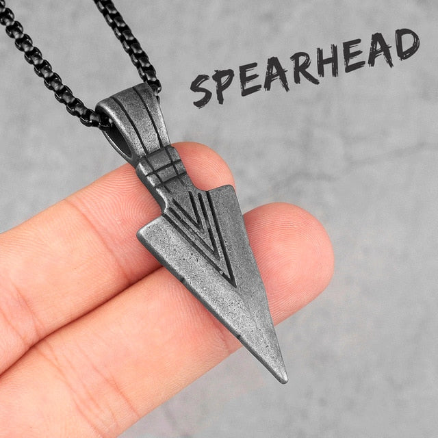 Mens 14k Gold Black Over No Fade Stainless Steel Spartan Spearhead Street Wear Pendant