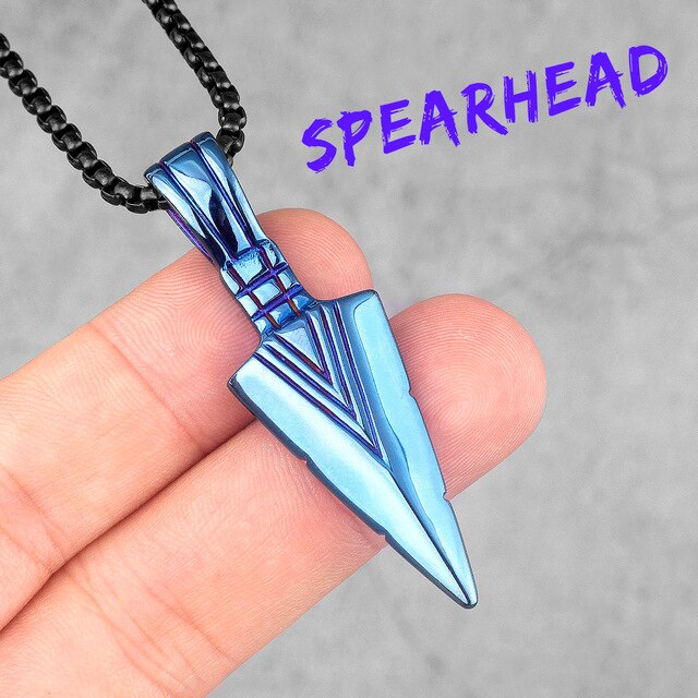 Mens 14k Gold Black Over No Fade Stainless Steel Spartan Spearhead Street Wear Pendant