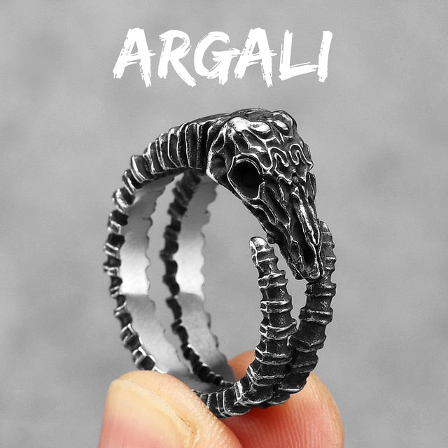 Mens Open Snake Stainless Steel No Fade Street Wear Unique Rings