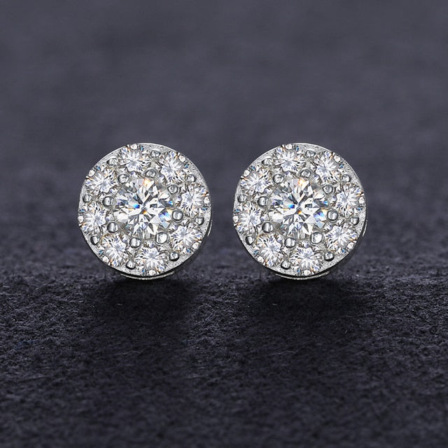Genuine VVS Diamond Stone Solid Silver Ascher Cut Square Iced Blinged Out Earrings