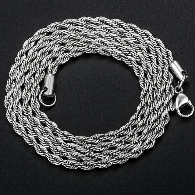 Mens Hip Hop Classic Rope Cuban Franco Link Bling Tennis Chain Necklaces