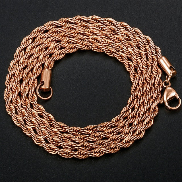 Mens Hip Hop Classic Rope Cuban Franco Link Bling Tennis Chain Necklaces