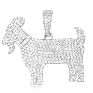 Blinged Out Solid 925 Silver Genuine VVS Moissanite Diamond Goat Hip Hop Chain Pendant