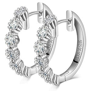 Genuine VVS 3.6ctw Diamond Hoop Solid Sterling Silver Casual Bling Hip Hop Earrings