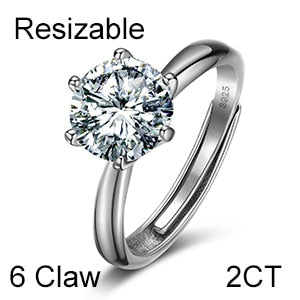 Ladies Genuine VVS Diamond Solid Sterling Silver 925 0.5/1ct Luxury Bling Resizable Rings