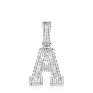 Mens Genuine VVS Diamond Solid 925 Sterling Silver Initial Letter Hip Hop Pendants