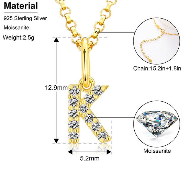 Ladies D Color VVS Genuine Diamond Solid Sterling Silver Micro Bling Initial Letter Necklace