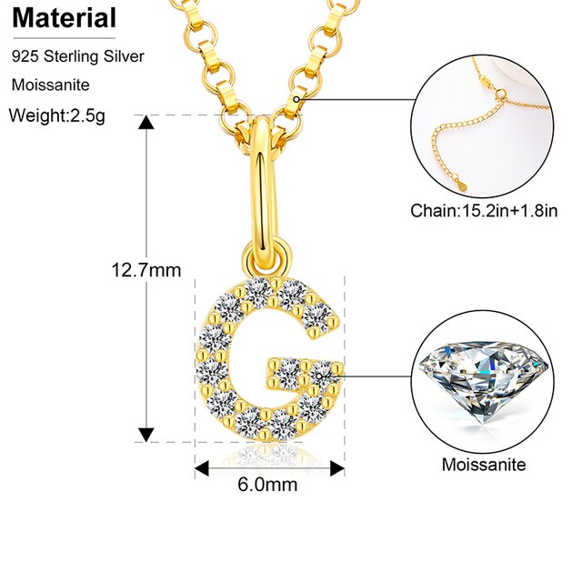 Ladies D Color VVS Genuine Diamond Solid Sterling Silver Micro Bling Initial Letter Necklace