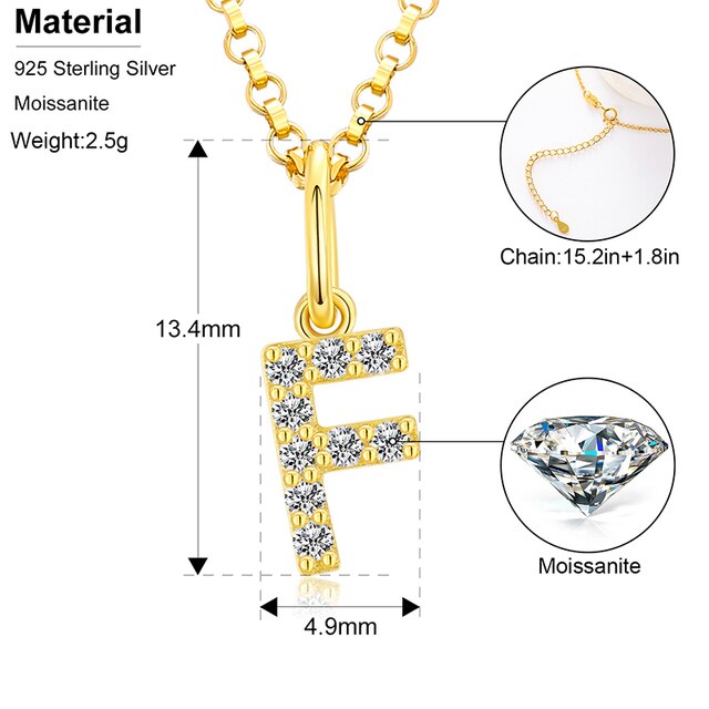 Ladies D Color VVS Genuine Diamond Solid Sterling Silver Micro Bling Initial Letter Necklace