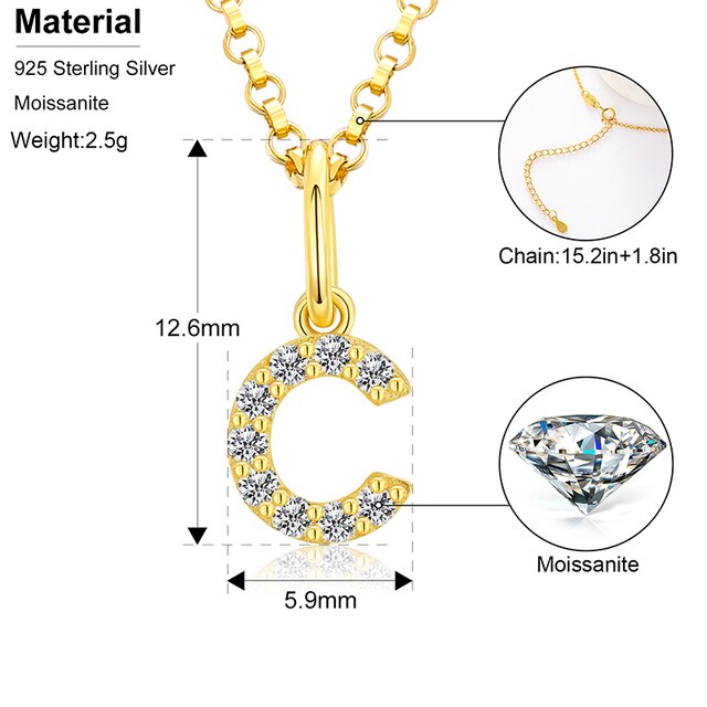 Ladies D Color VVS Genuine Diamond Solid Sterling Silver Micro Bling Initial Letter Necklace