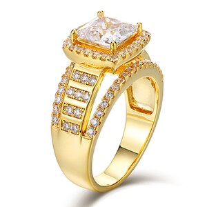 Flooded Ice 10mm Luxury 18k Gold 925 Silver Hip Hop Center Stone Bling Rings