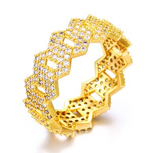 Ladies 18k 925 Silver Rose Gold Cuban Link Design Street Wear Iced Bling Rings