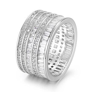 Mens 12mm Iced Baguette Multi Layered Drip Thick Pharaoh Blinged Out Rings