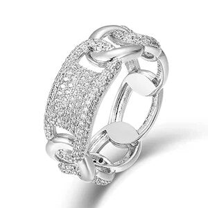 Mens Hollow Iced Blinged Out Cuban Link Luxury Hip Hop Rings