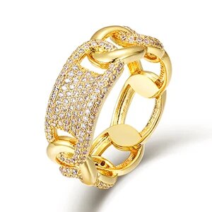 Mens Hollow Iced Blinged Out Cuban Link Luxury Hip Hop Rings