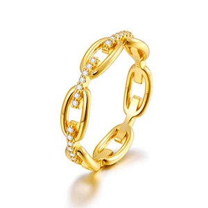 Ladies 925 Solid Sterling Silver Iced Blinged Out Chain Link Rings