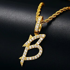 18k Gold 925 Silver Capital Letter Initial Iced Blinged Out Alphabet Pendant Chain Necklaces