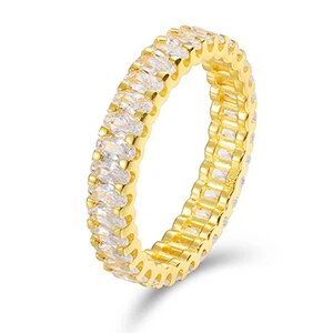 Mens Beautiful Prong Set Genuine VVS Diamond Band Style Solid Silver Hip Hop Rings