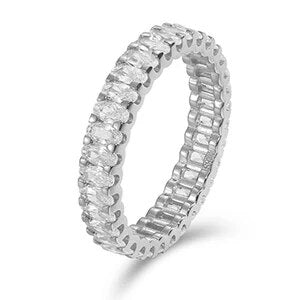 Mens Beautiful Prong Set Genuine VVS Diamond Band Style Solid Silver Hip Hop Rings