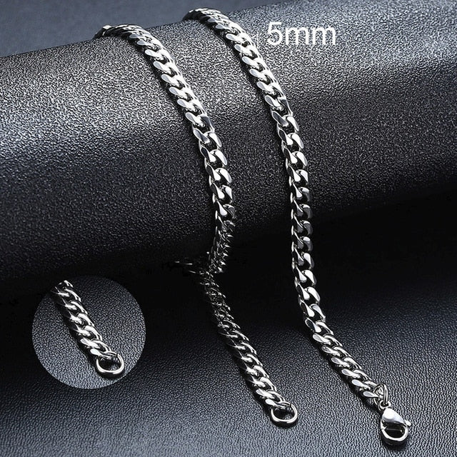 Mens Stainless Steel No Fade Curb Cuban Link Classic Hip Hop Chain Necklaces