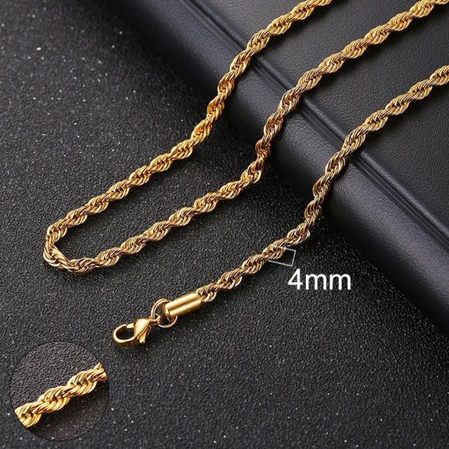 Mens Stainless Steel No Fade Curb Cuban Link Classic Hip Hop Chain Necklaces