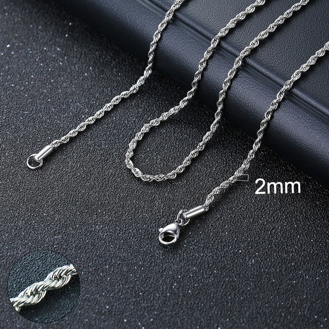 Mens Stainless Steel No Fade Curb Cuban Link Classic Hip Hop Chain Necklaces