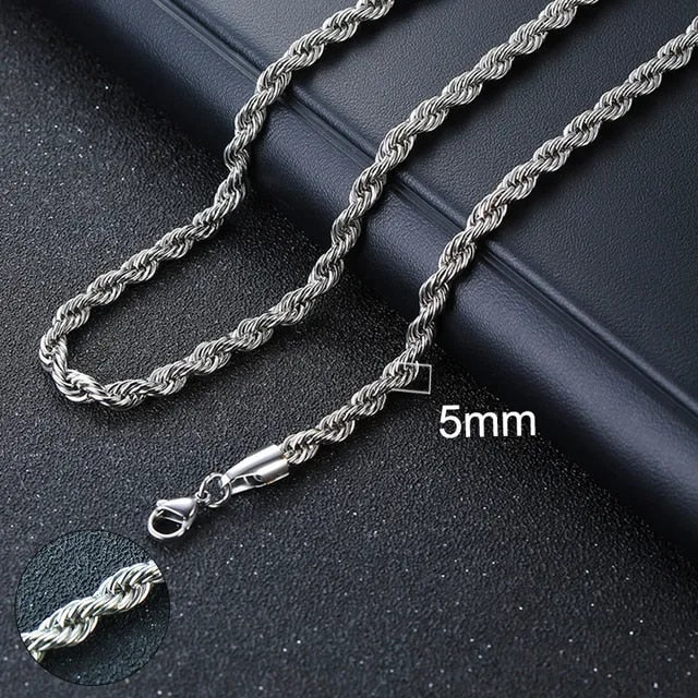 Mens Stainless Steel No Fade Curb Cuban Link Classic Hip Hop Chain Necklaces