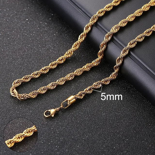 Mens Stainless Steel No Fade Curb Cuban Link Classic Hip Hop Chain Necklaces