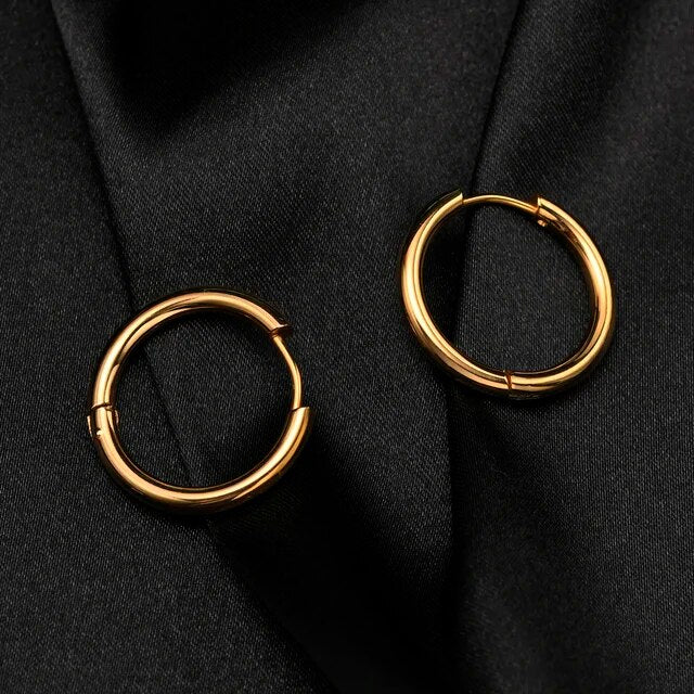 Men's Women's Solid No Fade Stainless Steel Circle Hoop Street Wear Earings