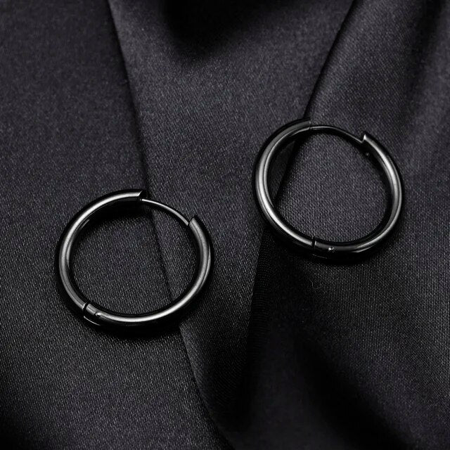 Men's Women's Solid No Fade Stainless Steel Circle Hoop Street Wear Earings