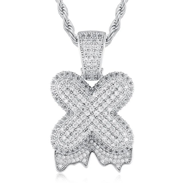 Solid 925 Sterling Silver VVS Moissanite Diamond Bubble Letter Hip Hop Initial Drip Pendants