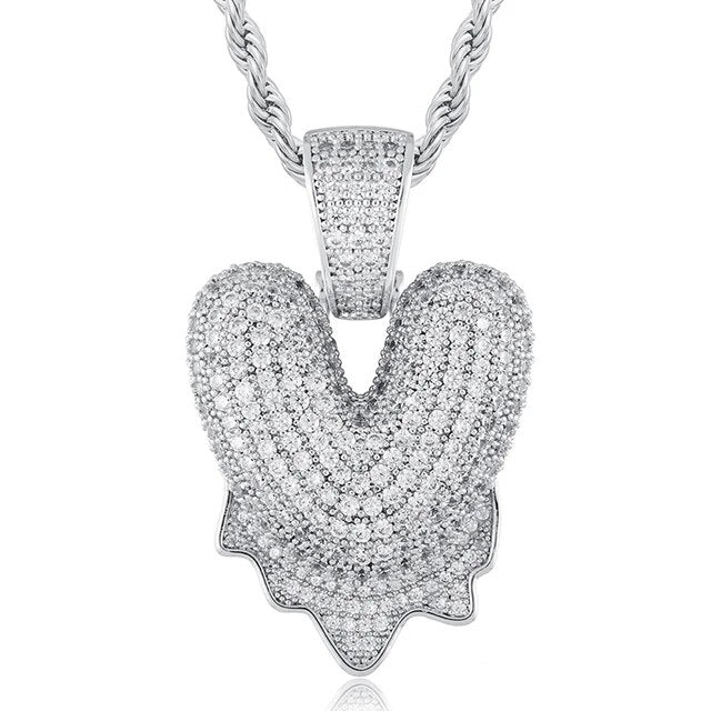 Solid 925 Sterling Silver VVS Moissanite Diamond Bubble Letter Hip Hop Initial Drip Pendants