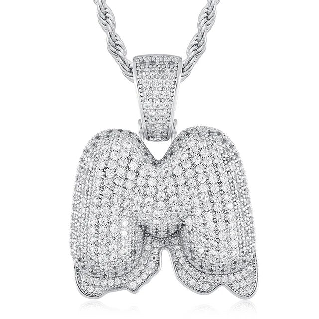 Solid 925 Sterling Silver VVS Moissanite Diamond Bubble Letter Hip Hop Initial Drip Pendants
