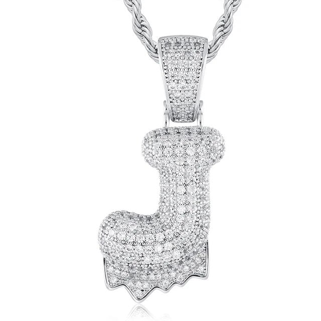 Solid 925 Sterling Silver VVS Moissanite Diamond Bubble Letter Hip Hop Initial Drip Pendants