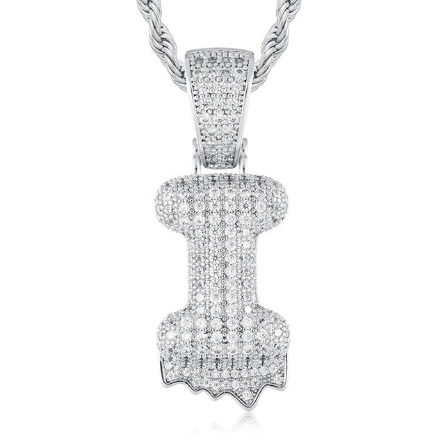 Solid 925 Sterling Silver VVS Moissanite Diamond Bubble Letter Hip Hop Initial Drip Pendants