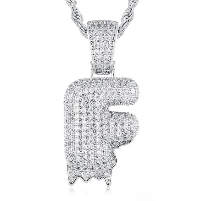 Solid 925 Sterling Silver VVS Moissanite Diamond Bubble Letter Hip Hop Initial Drip Pendants