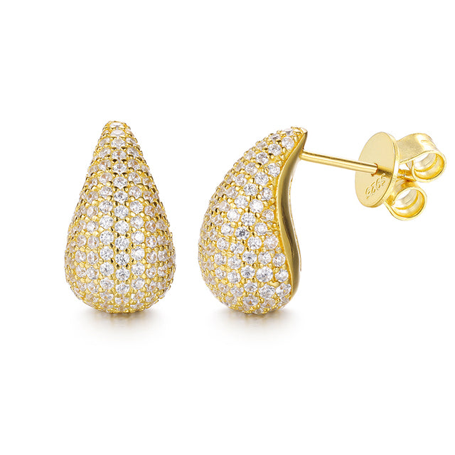 925 Sterling Silver Moissanite Iced Blinged Out Drip Tear Drop Diamond Stud Earrings