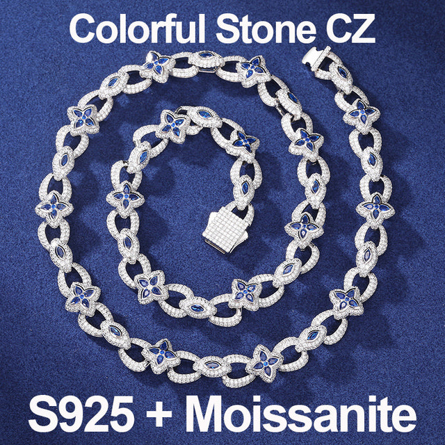 Moissanite Diamond Luxury Iced Star Child 925 Sterling Silver Hip Hop Chain Necklace Bracelets