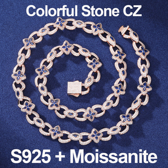 Moissanite Diamond Luxury Iced Star Child 925 Sterling Silver Hip Hop Chain Necklace Bracelets